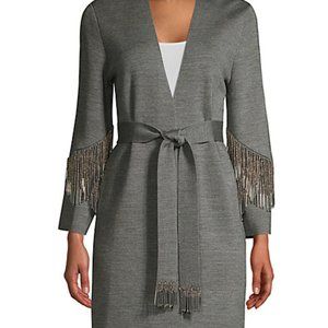 NWOT Kobi Halperin Sima Bead Fringe Wrap Cardigan